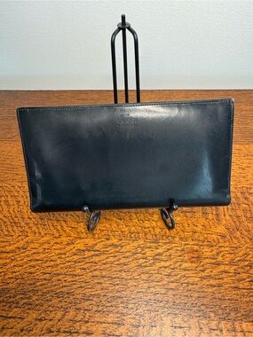 Gucci Vintage Black Smooth Leather Oversized Long Continental Wallet w/COA
